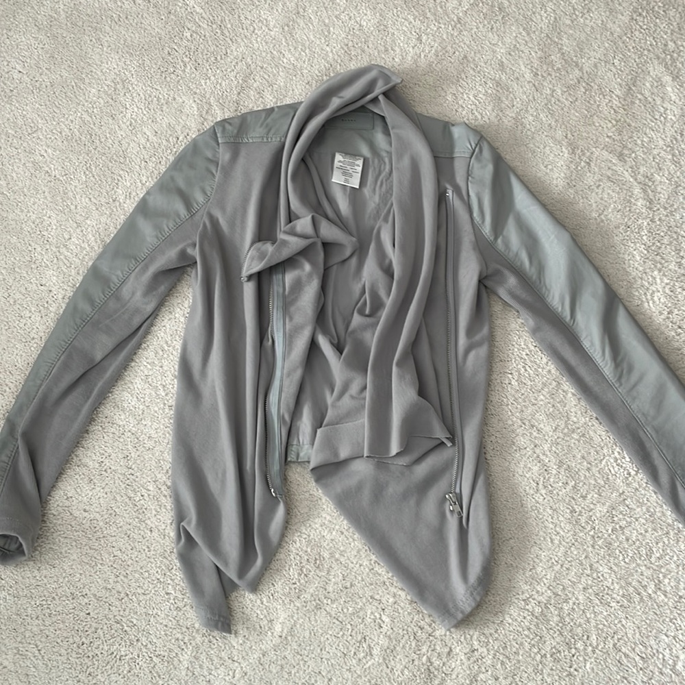 Blank NYC grey faux leather and cotton jacket